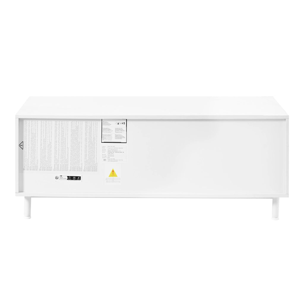 Tavolino basso con 2 cassetti e 2 ante vano chiuso per soggiorno in MDF e truciolare bianco 100 × 50 × 39,5 cm