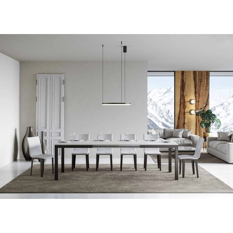 Tavolo allungabile 90x180/284 cm Everyday Evolution telaio Antracite - Bianco Frassino