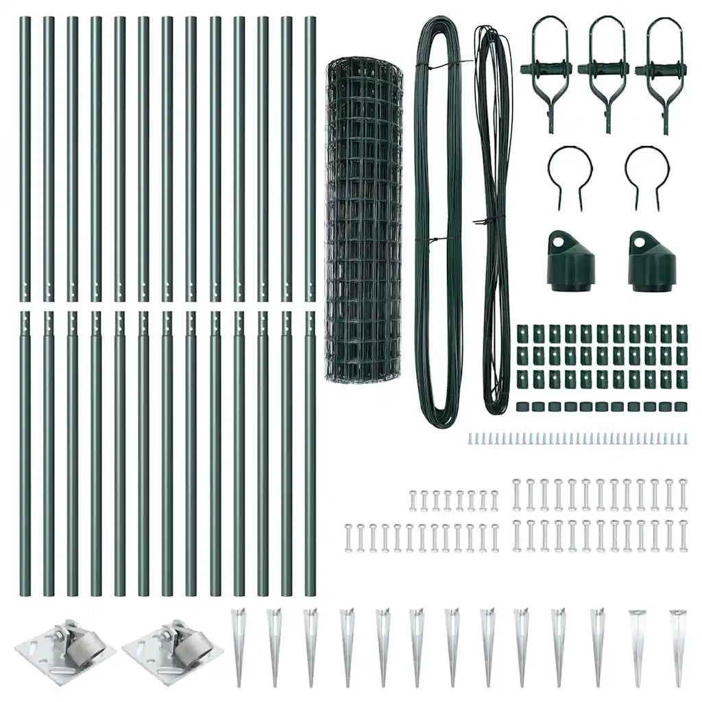 Recinzione da Giardino | Recinzione con Posto Verde 1 x 25 m Acciaio e PVC