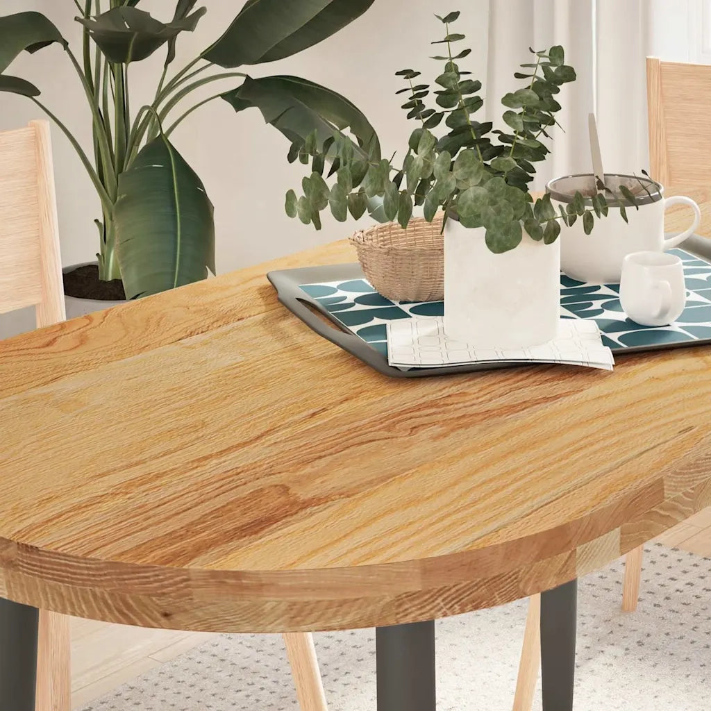 Piano Tavolo Marrone Chiaro 120x60x4cm in Rovere Massello Ovale 4009075