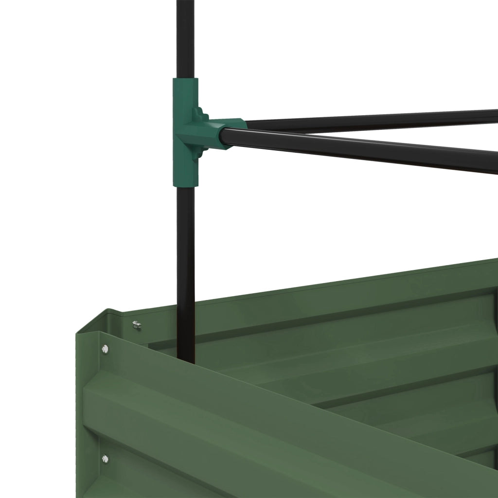 Aiuola rialzata con traliccio, fioriera e orto, fioriera in acciaio zincato, ideale per giardino e balcone, verde