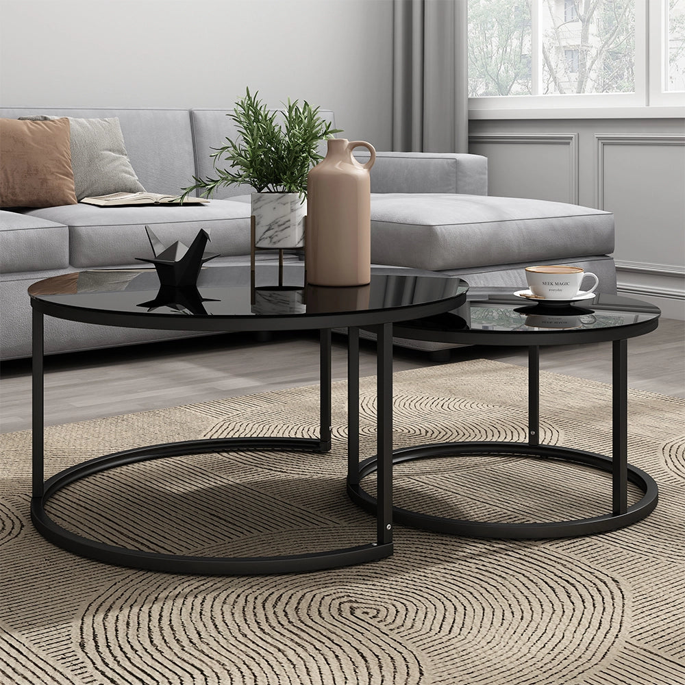 Vicco Set di tavolini Nero 77 x 77 cm 2 parti