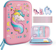 Etui per Ragazze con Disegno di Einhorn 3D - Impermeabile e Spazioso per Scuola