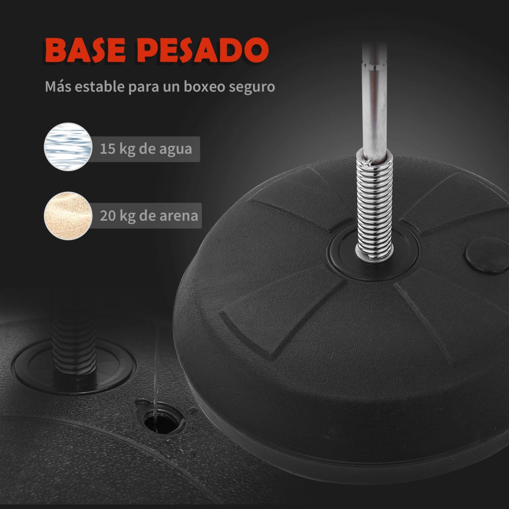 Sacco da Boxe con Base Regolabile 4 Livelli 126-144 cm ¨C zephmum ¨C Rosso e Nero