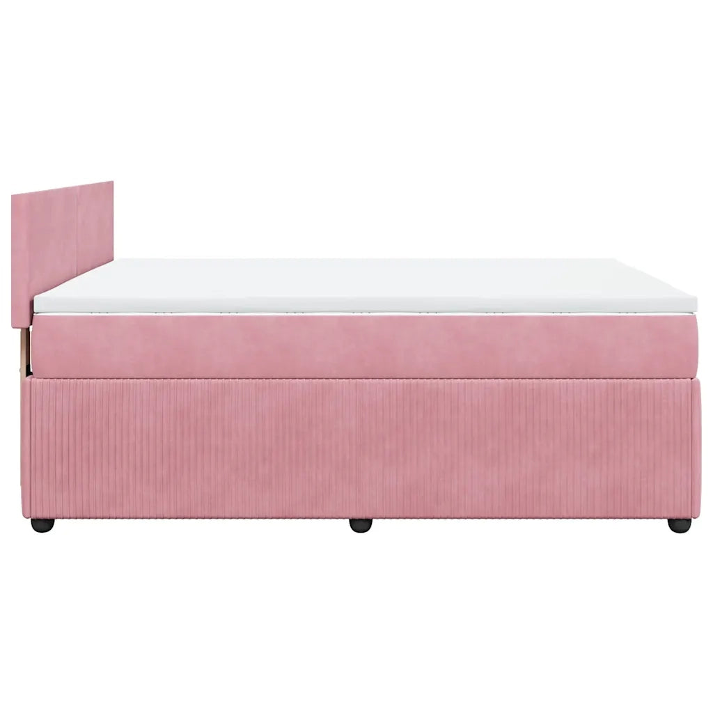 Giroletto a Molle con Materasso Rosa 140x200 cm in Velluto 3287757