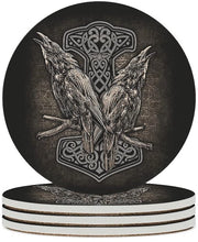 Martelli da colpo Viking Raven con basi rotonde in ceramica con base in canna 4 pezzi decorativi per bicchieri, vasi e candele 10cm bianchi 4 pezzi