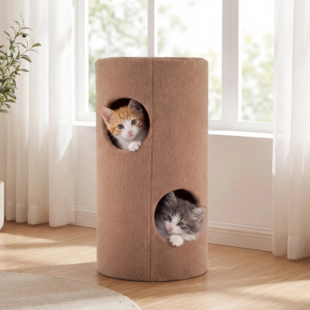 Casa per gatti a 2 piani per gatti da interno, Condominio per gattini a 2 livelli con tappetino in sisal per graffiare