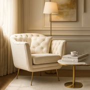 Poltroncina Turtuk, Poltrona con Cuscino, 88x83x91h cm Bianco Crema