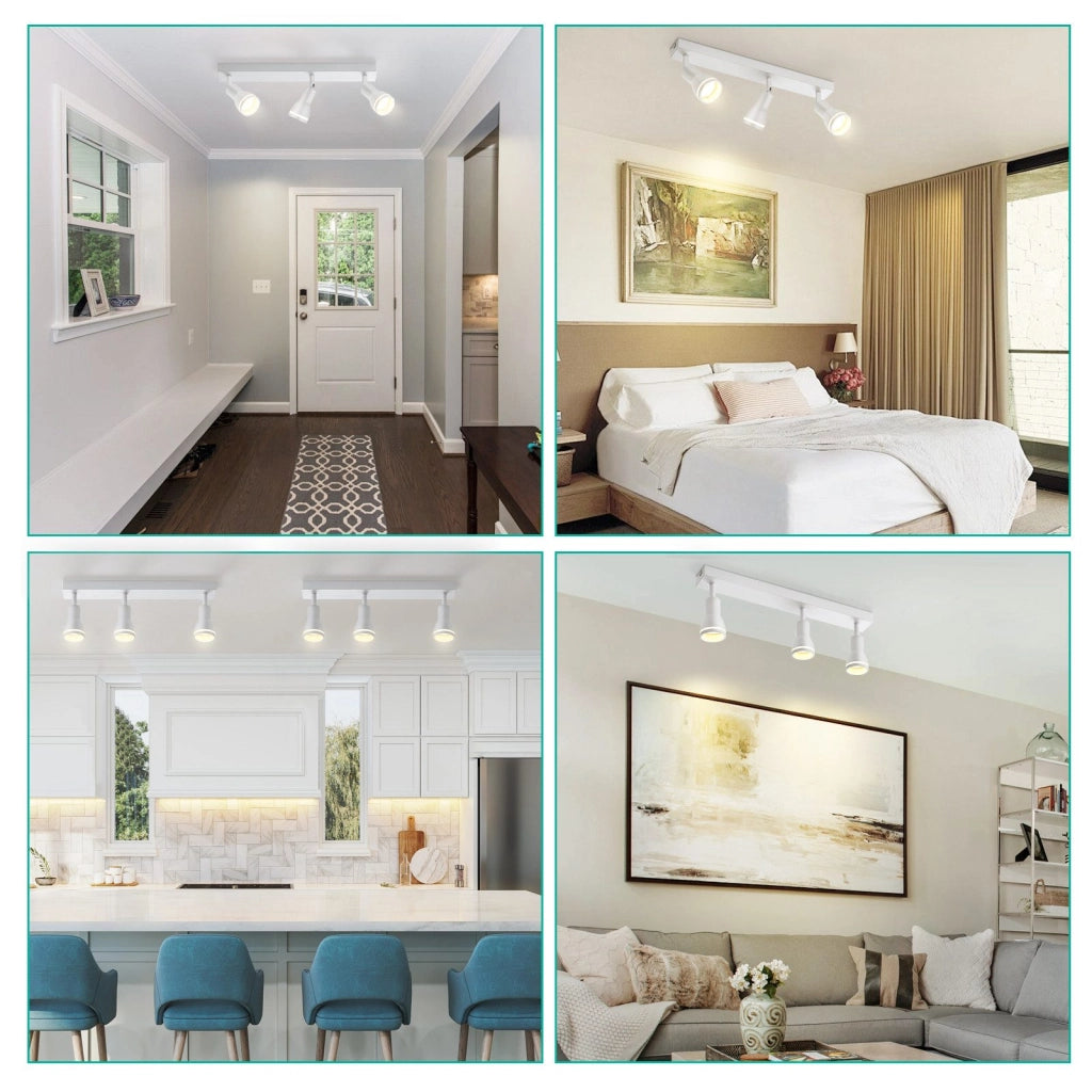ZMH Faretto da soffitto bianchi 3 luci GU10 metallo orientabili moderni per camera letto sala pranzo senza lampadina