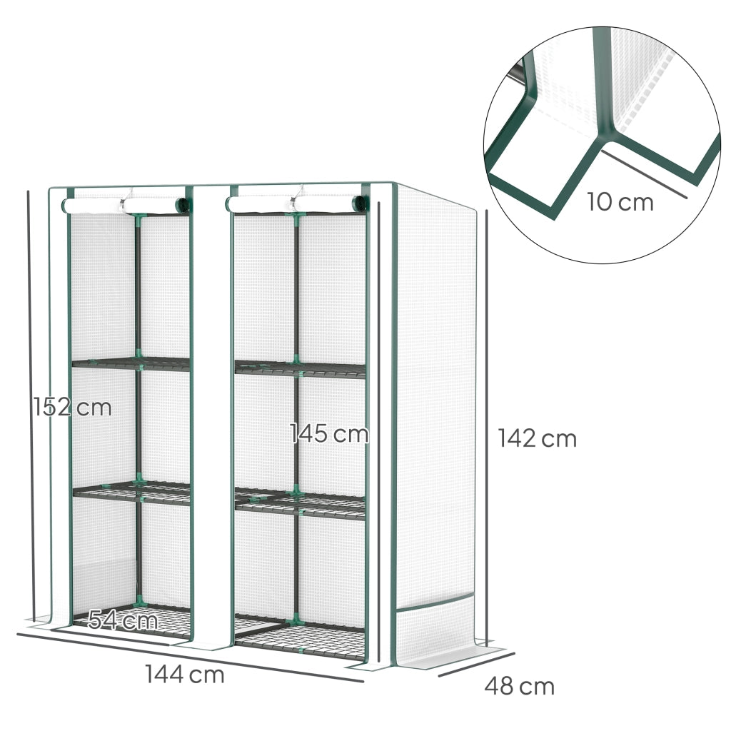 Serra con tetto a falda, doppie porte, ripiani, serra invernale in alluminio realizzata in acciaio, serra per balcone, giardino, serra per pomodori