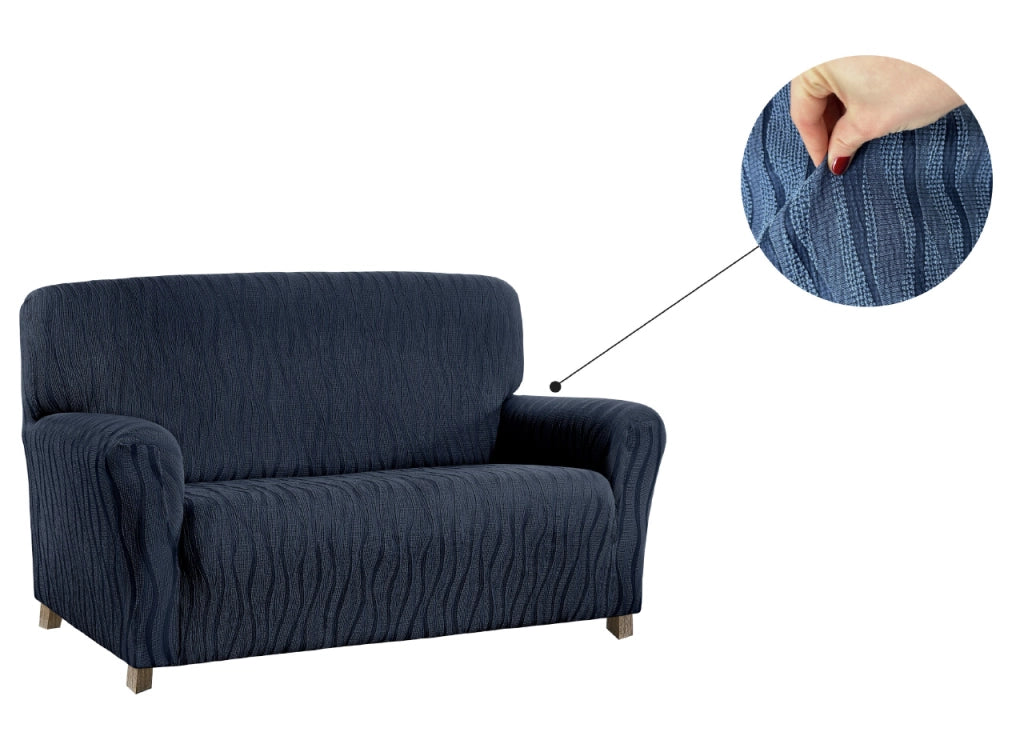 Copridivano Sofà Poltrona Elasticizzato Protezione Macchie Modello Wonderful - 2 Posti - Blu