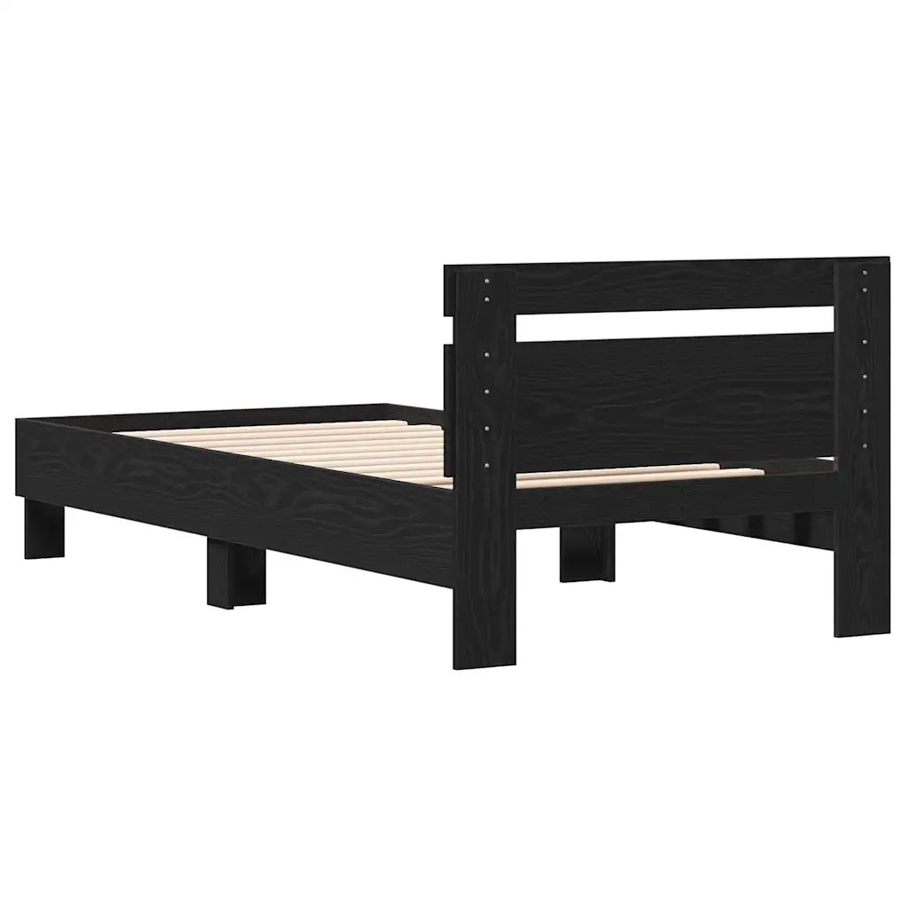 Struttura del letto con testiera-Giroletto Rovere Nero 193 x 95 x 88 cm