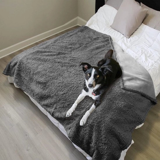 Deke per cani impermeabile, cuscino per cani lavabile con piumino e antiscivolo con morbida coperta sherpa per cani gatti 203 x 152 cm