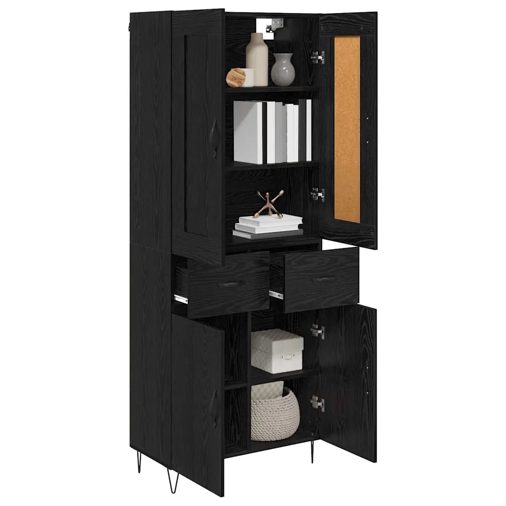 Credenza-Buffet-Armadio da cucina Rovere Nero 69,5 x 34 x 180 cm Legno multistrato 107539
