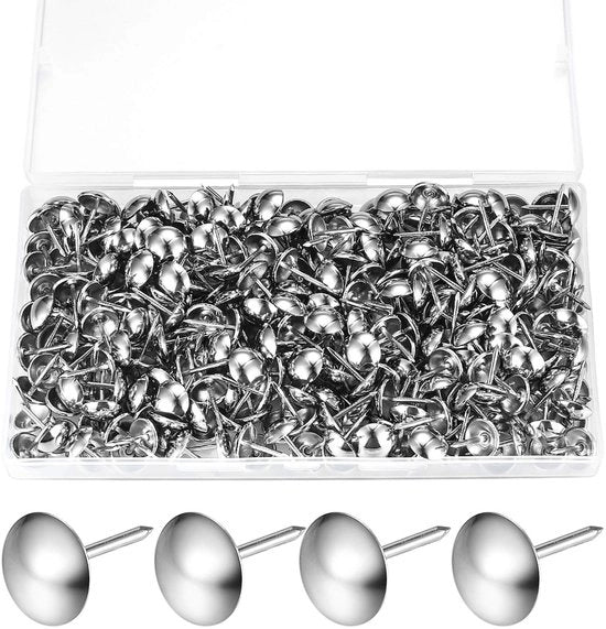 Puntine per mobili da 320 pezzi - Fili di metallo decorativo - Puntine decorative - Rivetti - Acciaio inossidabile con finitura argentata - 11 x 17 mm - Alta qualità - Puntine decorative