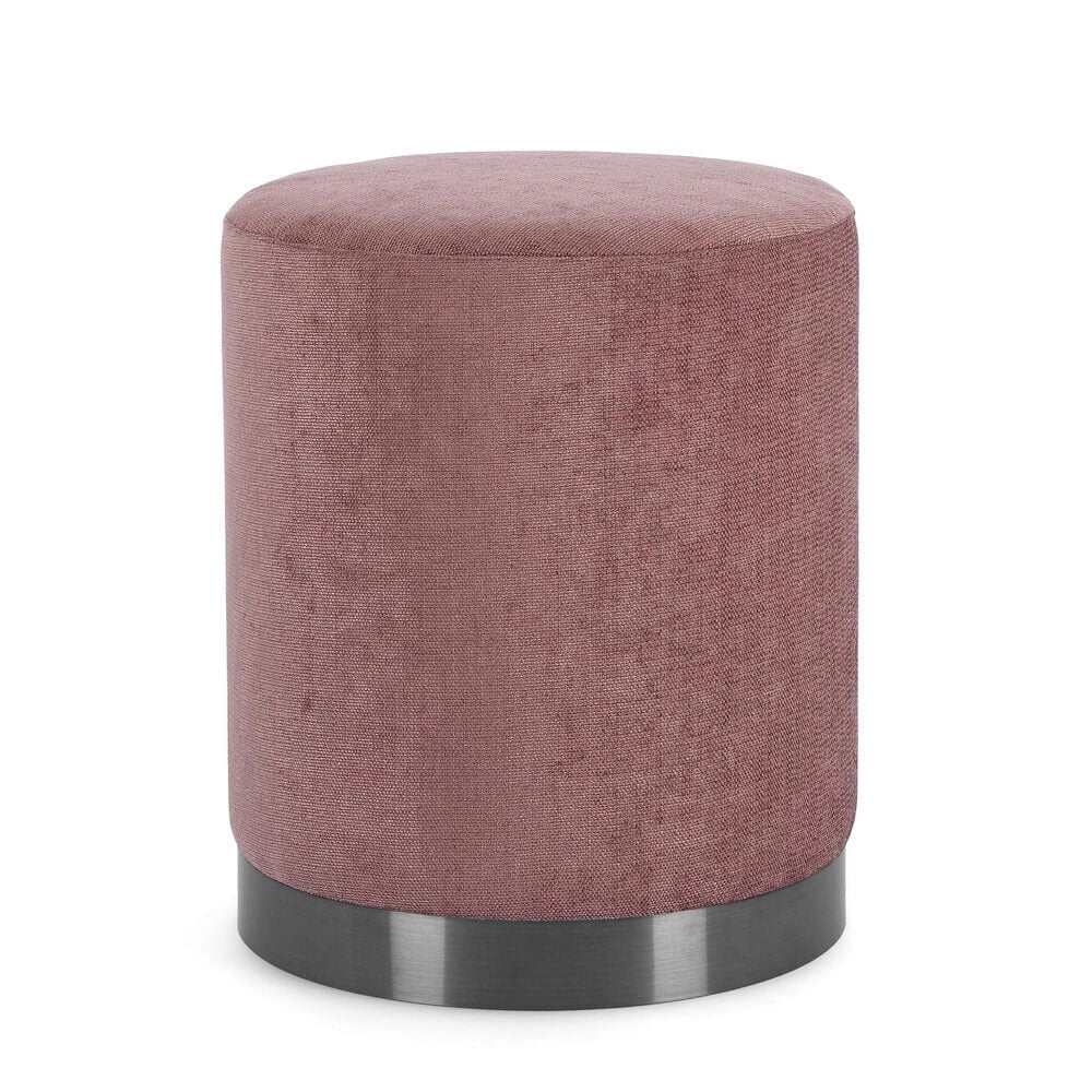 Pouf Rotondo Imbottito in Tessuto con Base in Acciaio - LEE