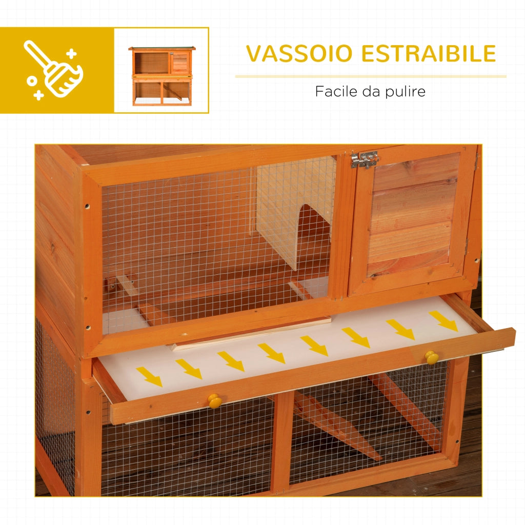Gabbia Conigli a Due Piani ¨C Minimal ¨C Legno Abete 90x45x80 cm