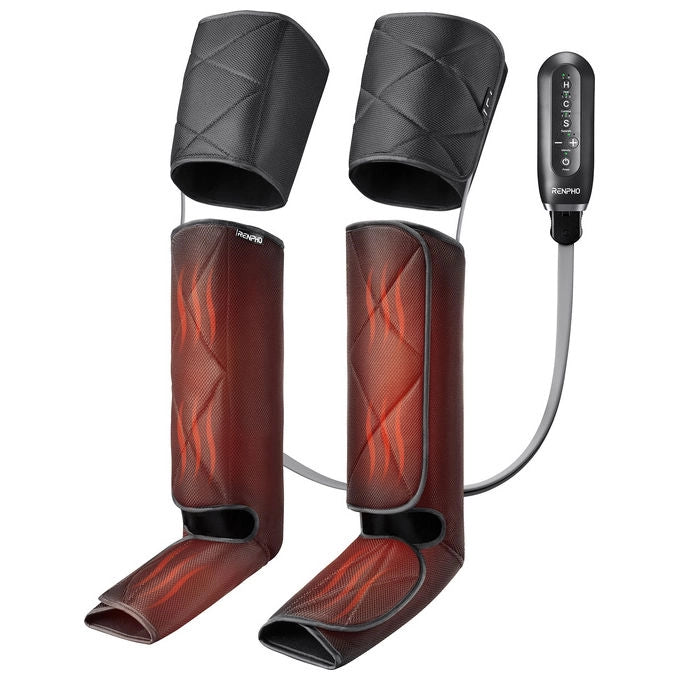 Renpho massaggiatore gambe Aeria Ultimate Thermal 2, compressione ad aria, funzione calore, 6 modalita', 4 intensita', nero