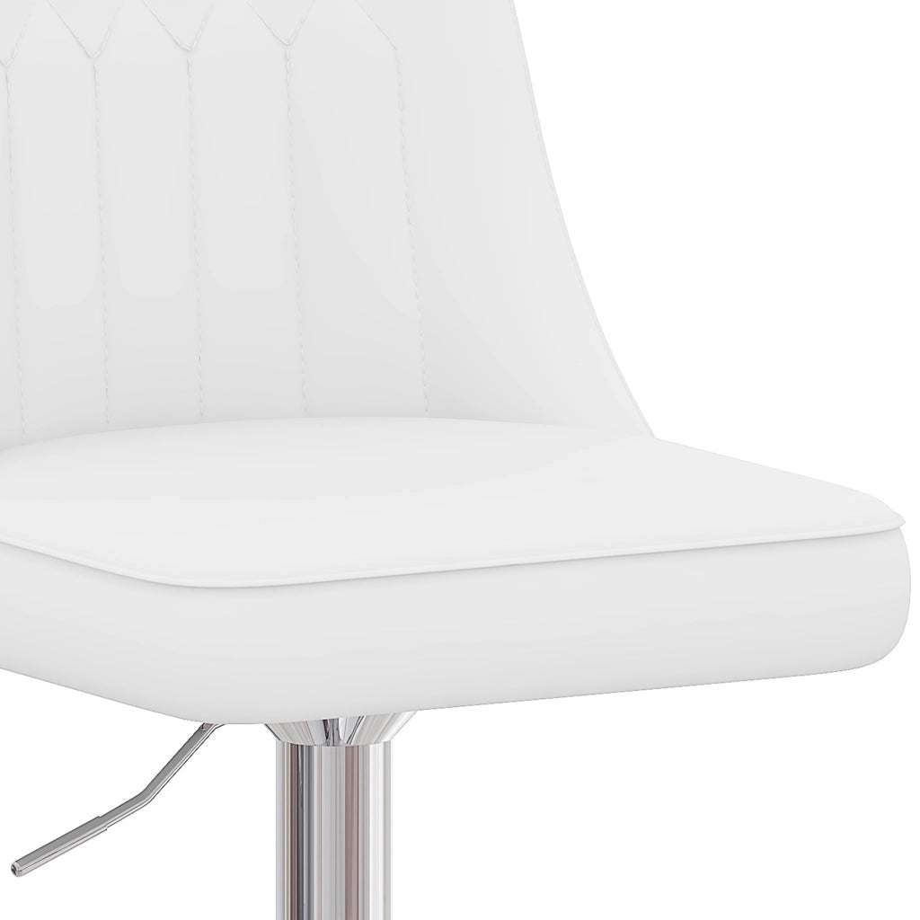 Sgabello da bar regolabile in altezza, set da 2, girevole 360°, in PU bianco e metallo argento, per isola cucina e bancone