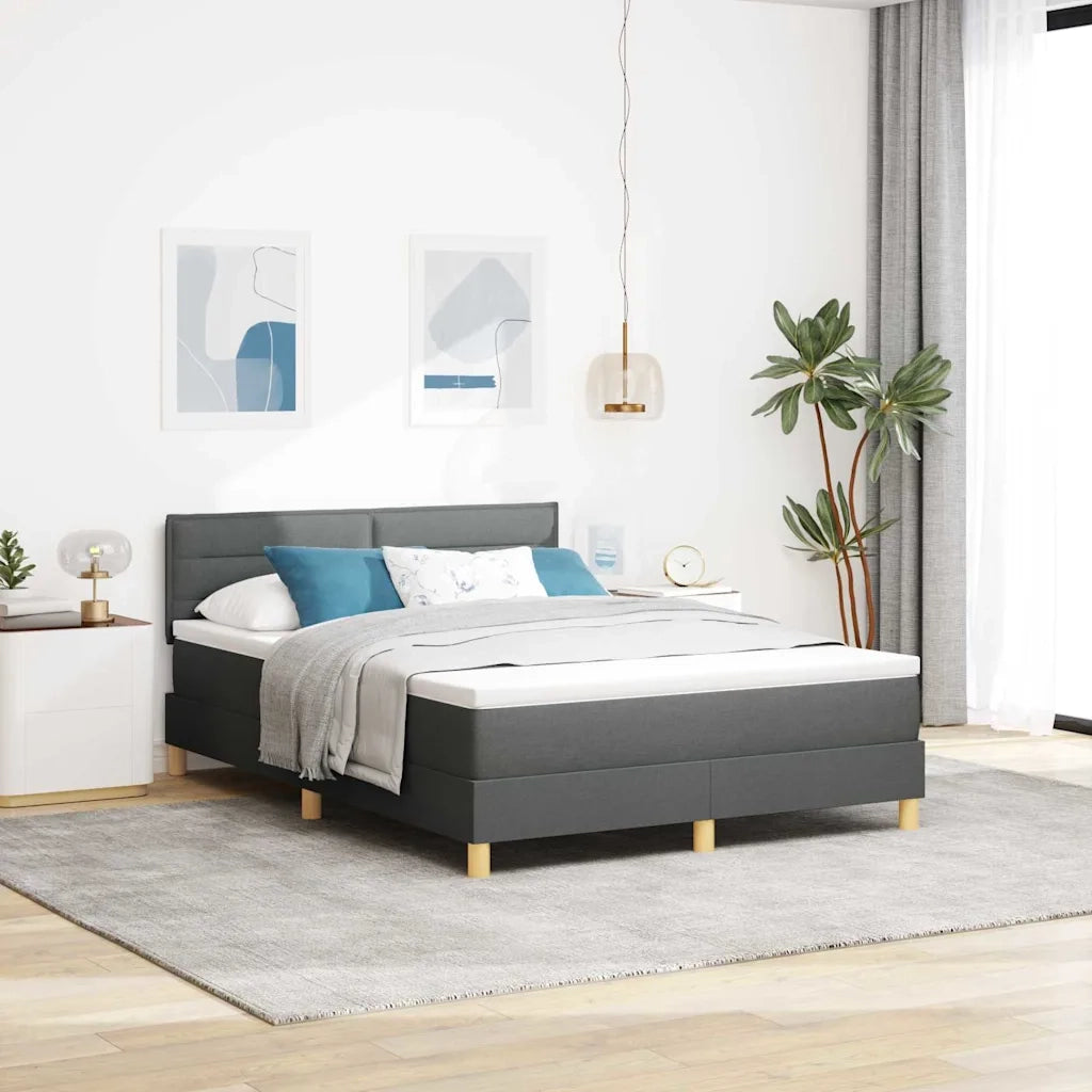 Letto a molle con cuscino Grigio scuro 160 x 200 cm Tessuto 3338854