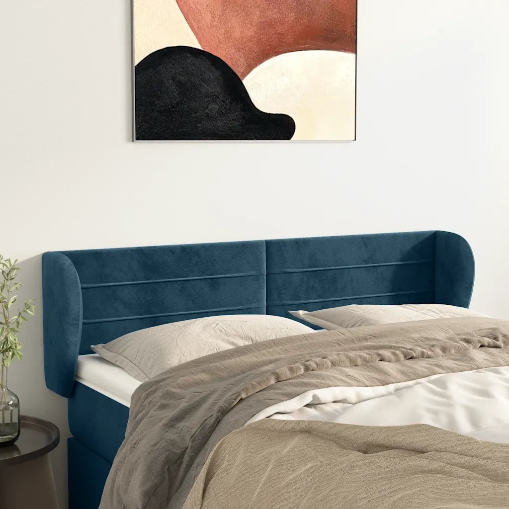 Testiera ad Orecchio Blu Scuro 147x23x78/88 cm in Velluto 3117336