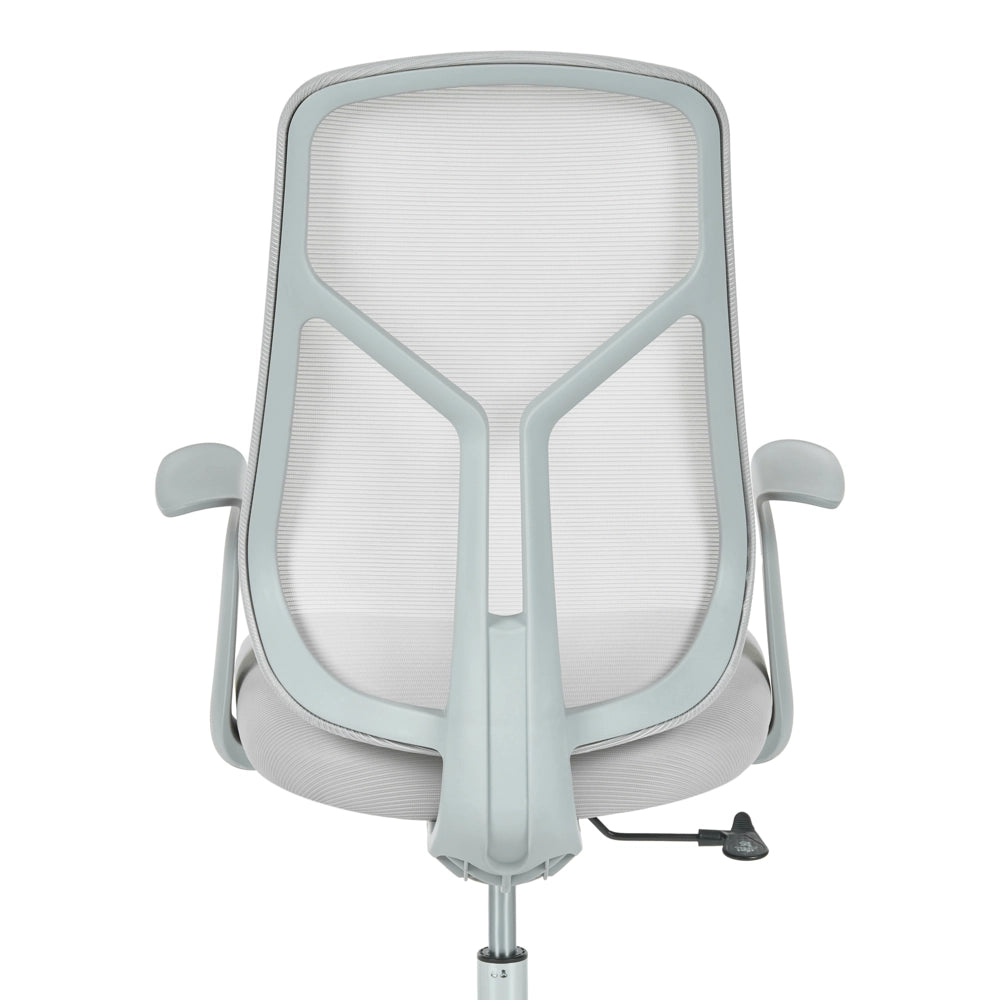 Sedia da ufficio grigio chiaro con rivestimento in rete, base girevole, altezza regolabile, braccioli, per ufficio domestico, stile moderno