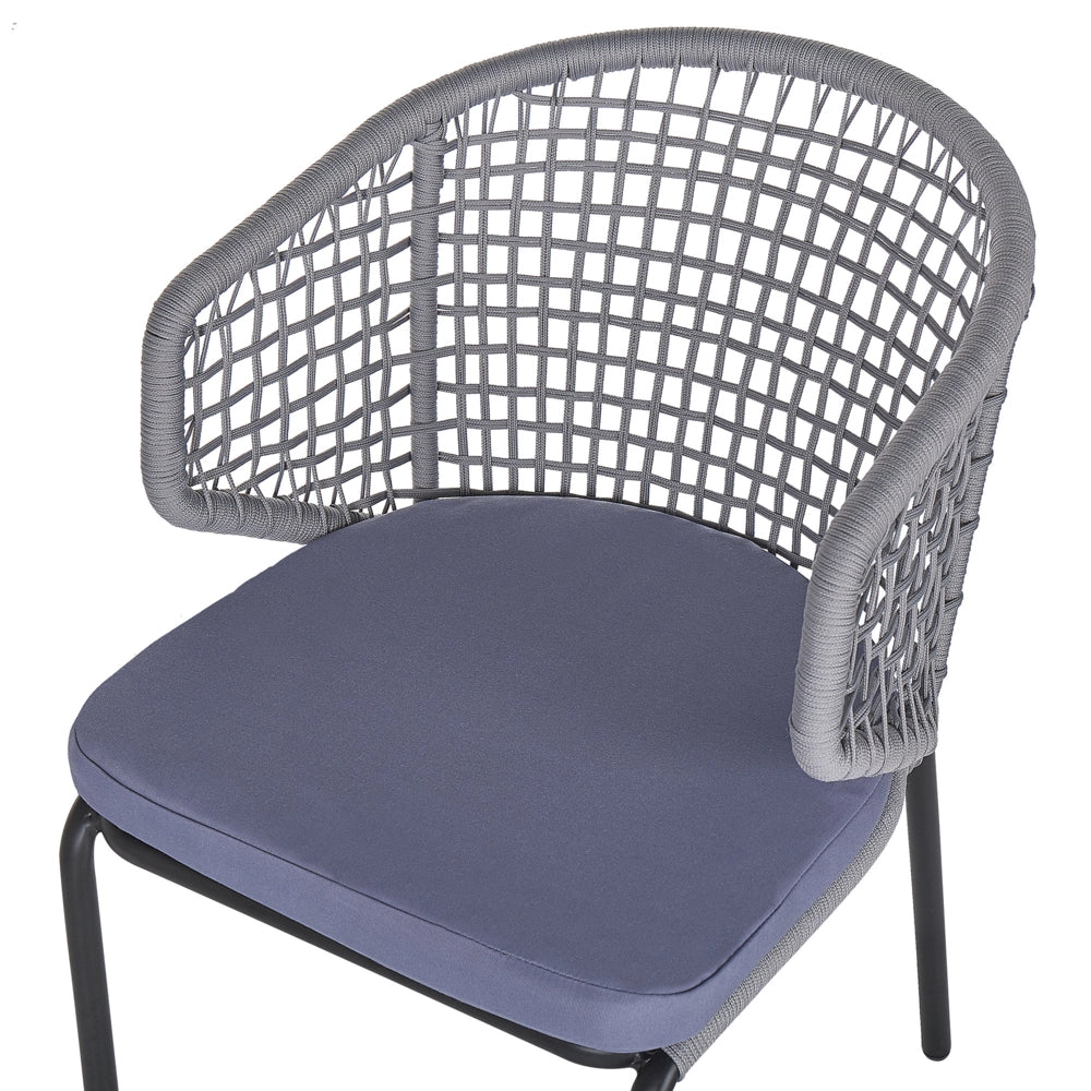 Set da bistrot grigio 2 sedie cuscini da seduta tavolo plastica piano in legno gambe in metallo Nero 3 pezzi set da giardino per esterni