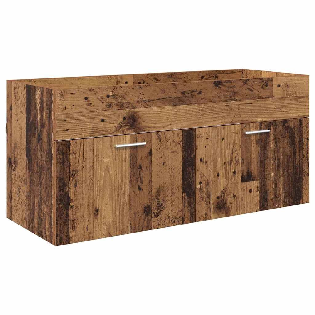 Mobiletto da bagno moderno da parete elegante contenitore 100 x 38 x 46 cm legno ingegnerizzato finitura legno anticato 02_0056318