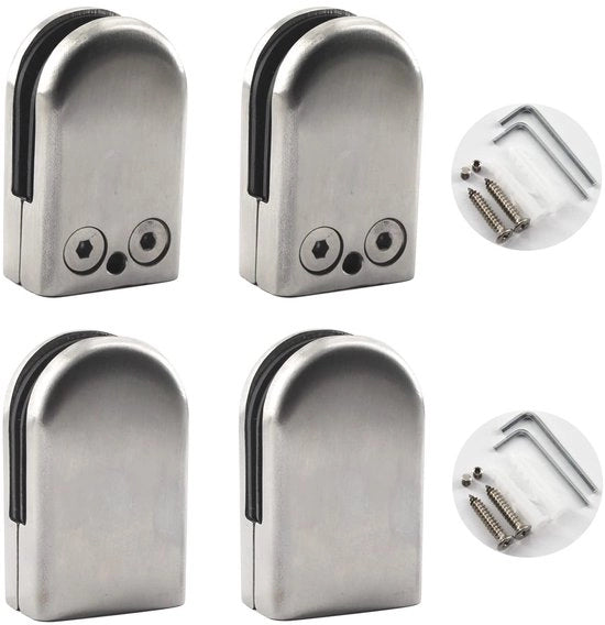 Fermo vetro adattabile - Otrene rotonda in acciaio inossidabile - 4 pezzi - Adatto per vetro da 16-17 mm - Incluso micro viti a stella - Protezione vetro