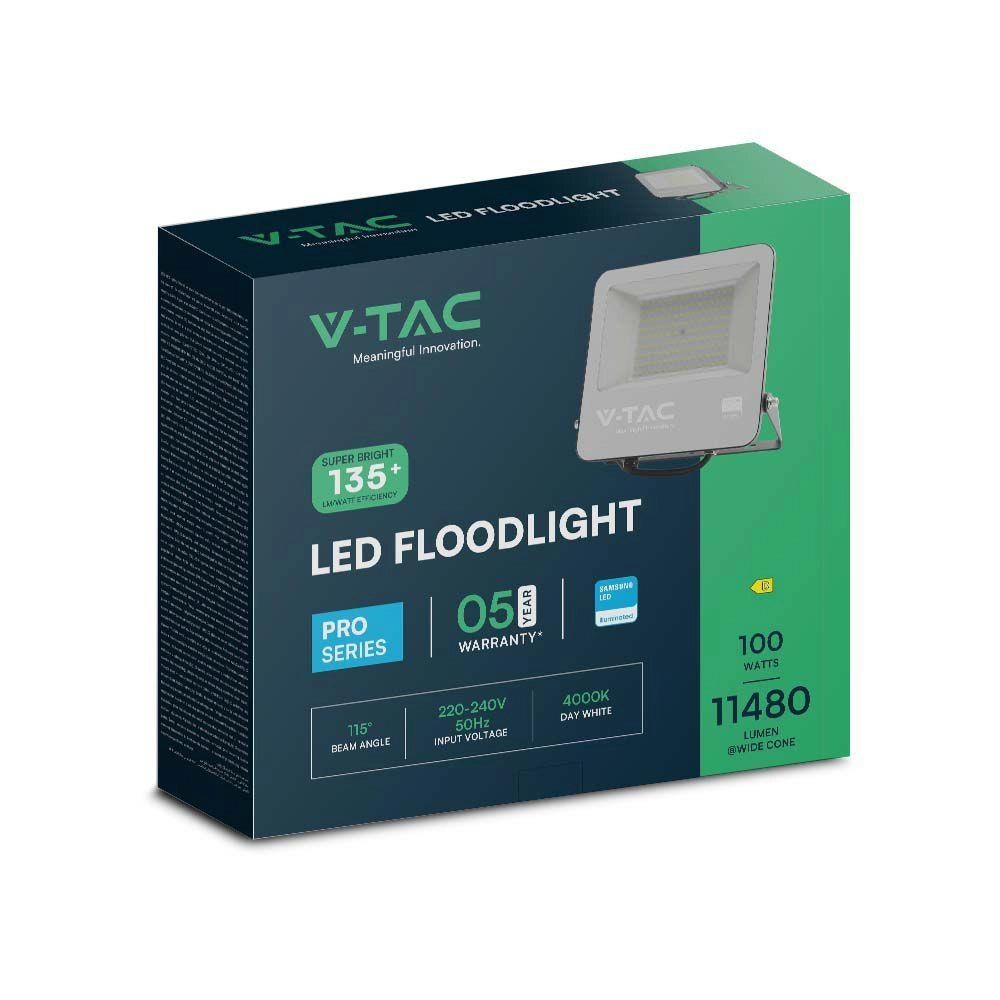 V-TAC Faro LED 100W Samsung 11480lm 6500K IP65 Nero