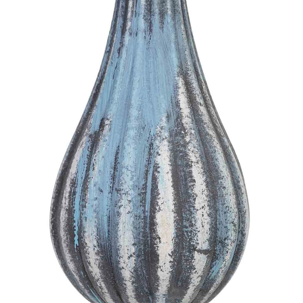 Candeliere in legno blu 11x11x29h cm