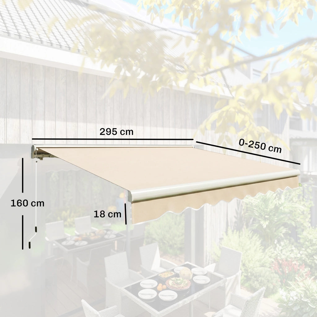 Tenda da Sole Avvolgibile con Manovella ¨C Xylo ¨C Beige 3x2.5m Metallo Poliestere