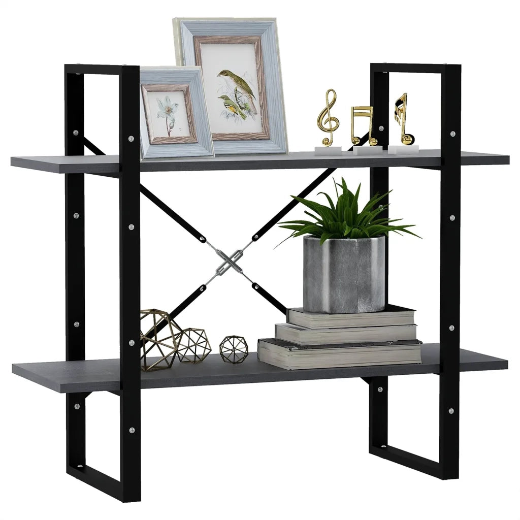Libreria a 2 Ripiani Grigia 80x30x70 cm in Massello di Pino 806454