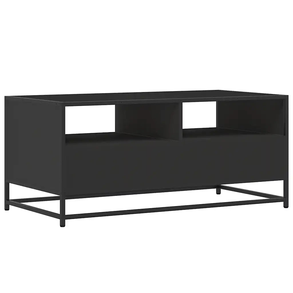 Tavolino Salotto-Tavolino da soggiorno-Tavolo Nero 100x50x45 cm Legno Multistrato e Metallo 463730