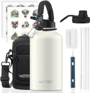 Flessa di acqua isolata in acciaio inossidabile 64oz con doppio coperchio e doppio strato di isolamento a vuoto, capacità 1890 ml, impermeabile, ideale per sport, campeggio e palestra.