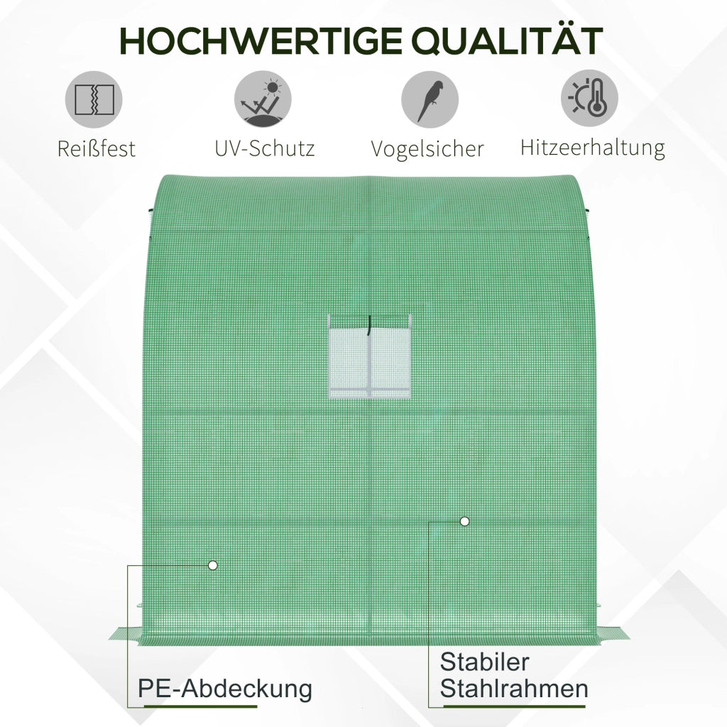 Serra in lamina 200 x 100 x 215 cm con 2 porte, protezione UV, acciaio e PE per la coltivazione di piante, verde