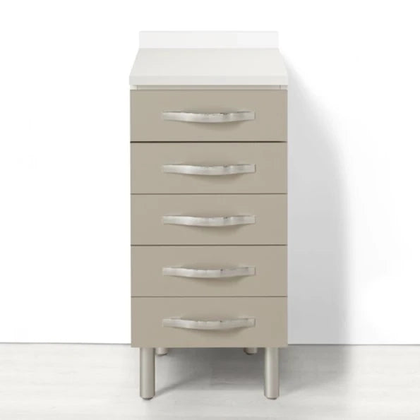Cassettiera per cucina componibile da 40 cm con 5 cassetti linea MAKA, realizzata in legno 100% MADE IN ITALY, colore Tortora