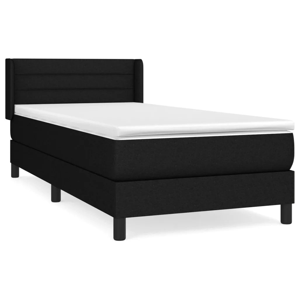Giroletto a Molle con Materasso-Struttura Letto con Materasso Nero 90x200 cm in Tessuto 312749