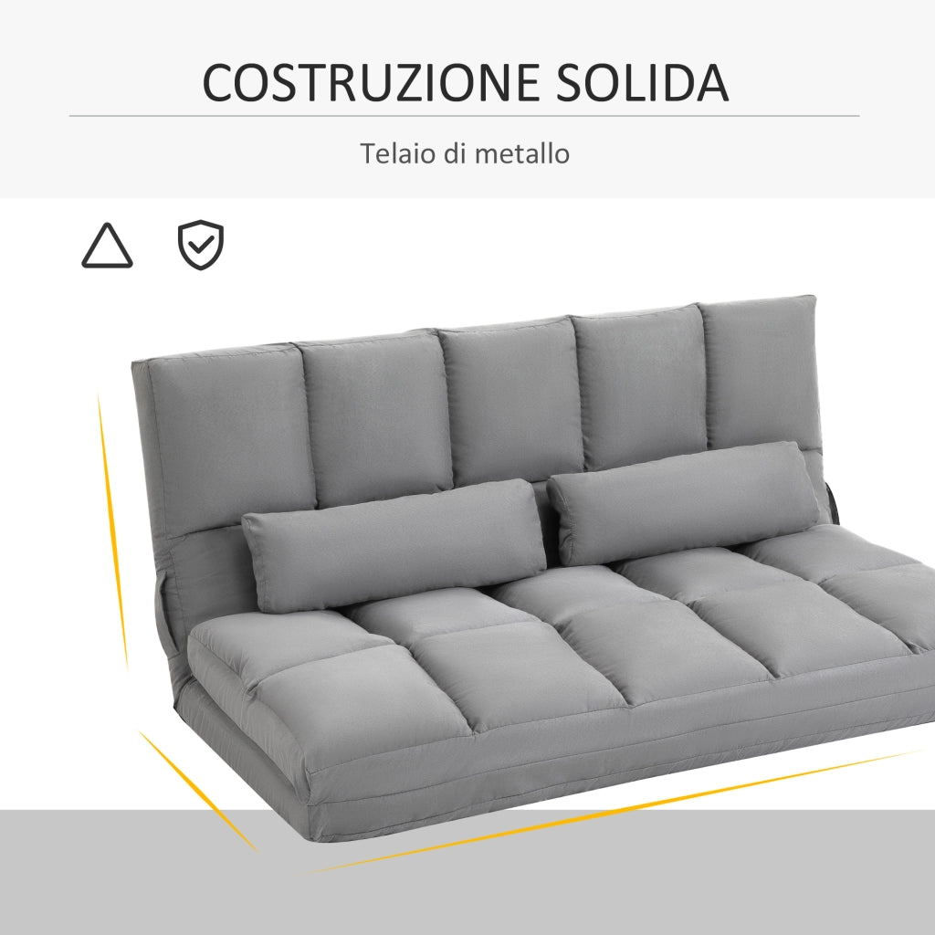 Divano Letto 2 Posti Reclinabile ¨C Xylo ¨C Tessuto Grigio Chiaro 130x73x60 cm