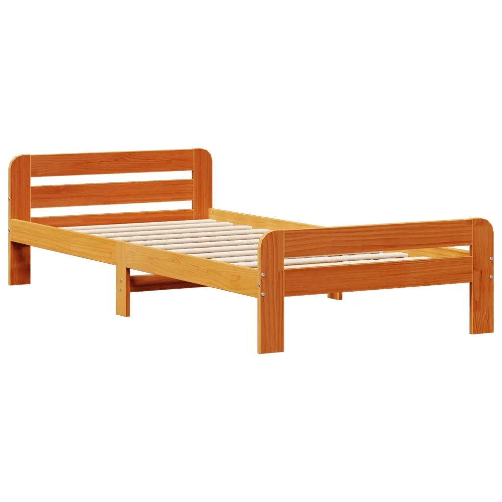 Letto senza Materasso Marrone Cera 75x190 cm in Legno di Pino 855498
