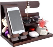 Pannello Docking per Telefono in Legno - Organizzatore da Notte - Regalo per Uomini - Regali in Legno per Padre e Compagno - Anniversario - Natale
