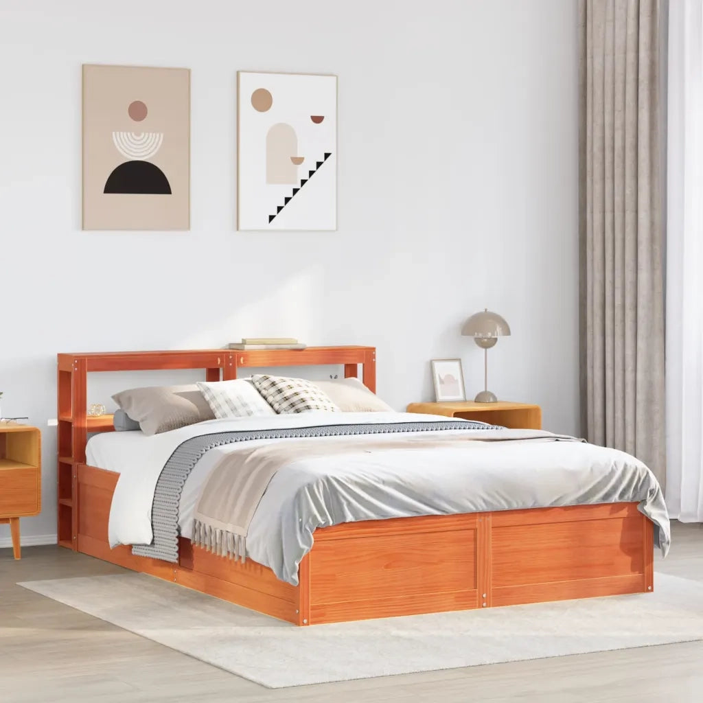 Giroletto con Testiera Marrone Cera 135x190 cm Massello Pino 3306359