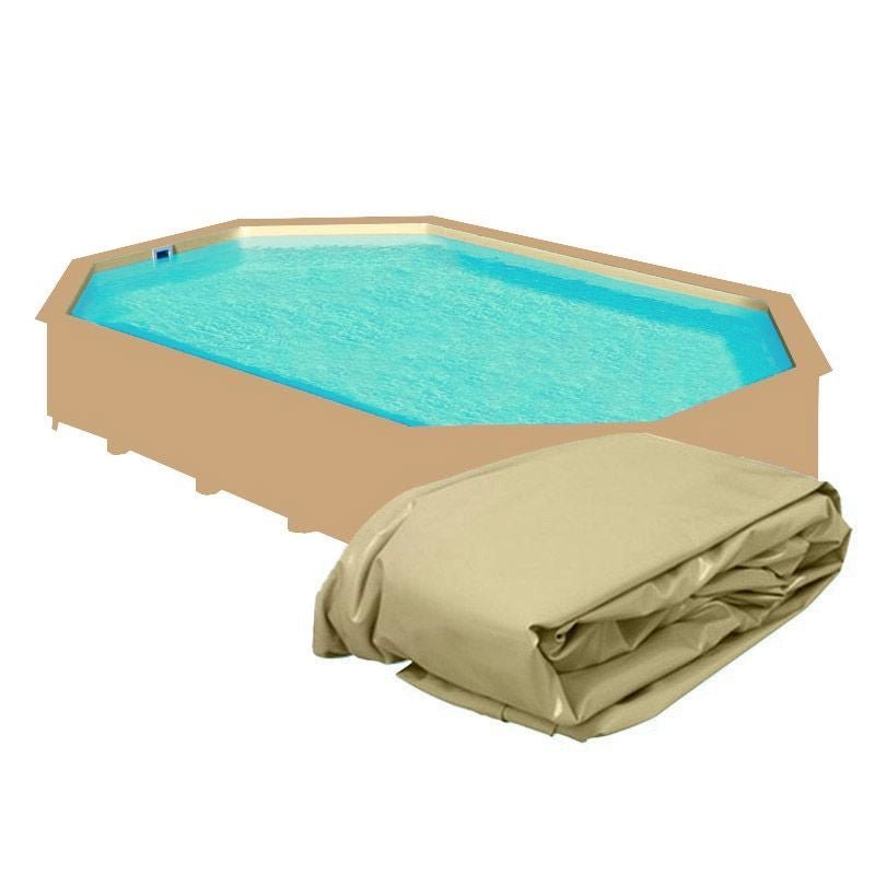 Liner Di Ricambio Colore Azzurro Spessore 0,75 mm - Per Piscina In Legno Gre Ottagonale 8,52 X 4,55 X H 1,46 M Dimensione piscina: 5.51 x 3.51 m, Colore: Beige