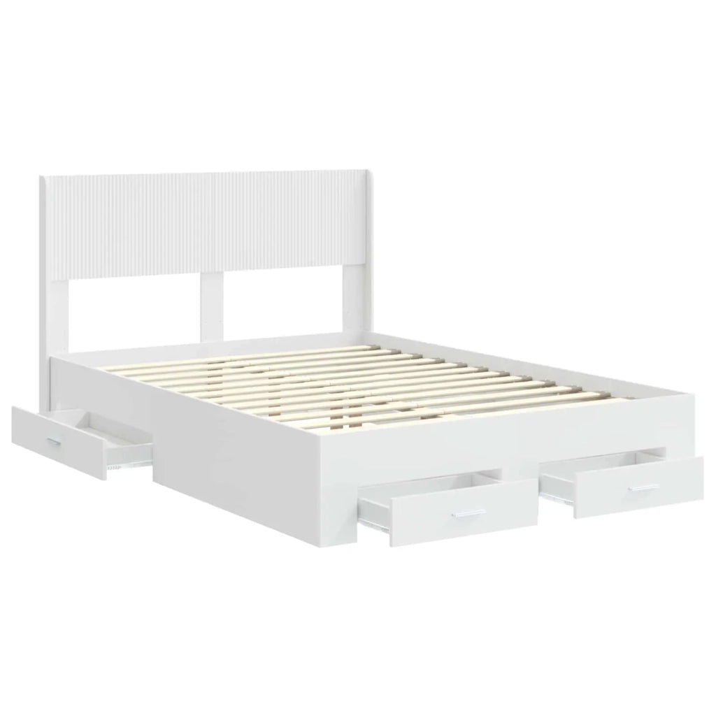 Struttura del letto con stoccaggio e testata Bianco 3414445