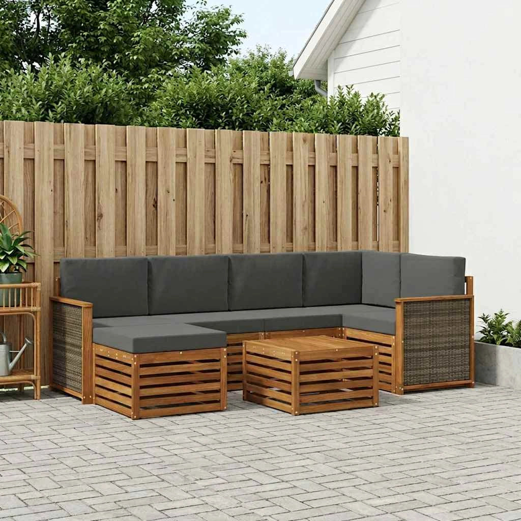 Set di divani da esterno 6 pz Naturale e Antracite 3384588