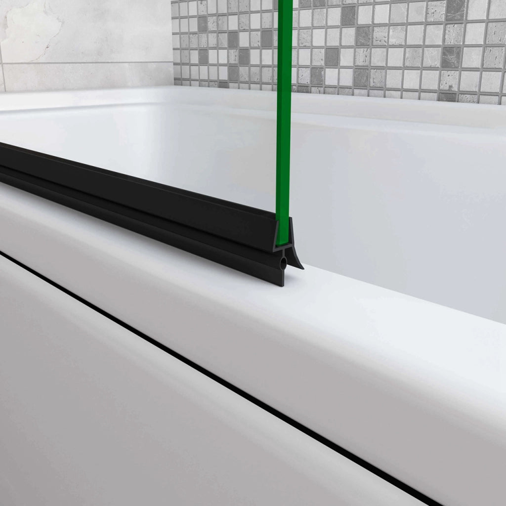 Sopravasca da Bagno Parete Vasca Doccia 90x140 cm Due Ante Movibili Vetro Temperato Trasparente 6 mm Anticalcare Telaio Nero Opaco