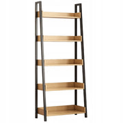 Scaffale per libri raccoglitori a scala in rovere nero per ufficio, salotto, loft