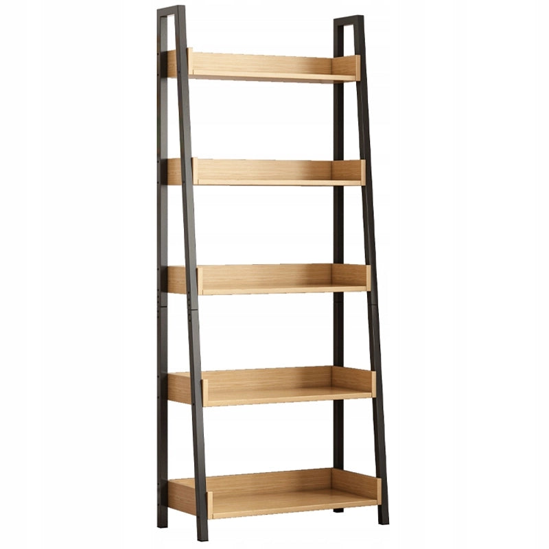 Scaffale per libri raccoglitori a scala in rovere nero per ufficio, salotto, loft