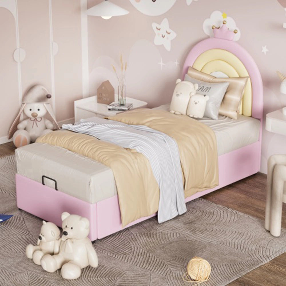 Letto a baldacchino per bambini - Xylo - 90x200 cm - Rosa - Testiera regolabile in altezza