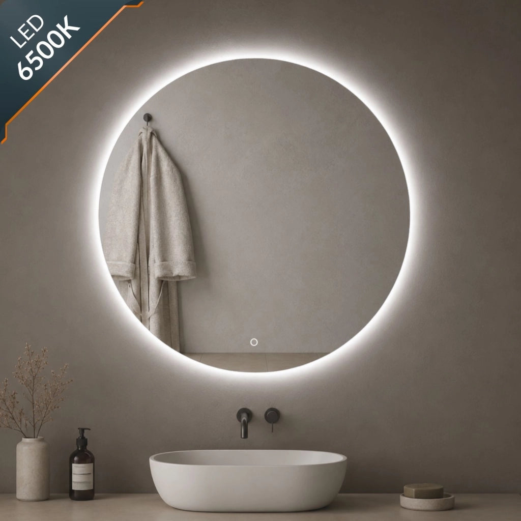 Specchio tondo retroilluminato led elegante per bagno *** misura Ø70, tonalità dimmerabile 2700-4500-6500k, confezi...
